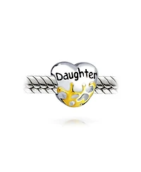 Bling Jewelry Heart Shaped Daughter Charm Bead 14K Gold Plated Sterling Silver for Bracelet