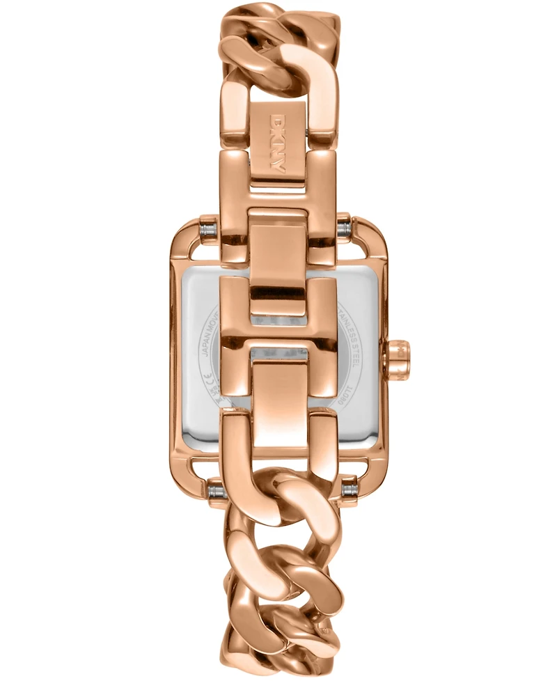 Dkny Women's City Glitz White Mop Dial Red Gold-Two-Tone Stainless Steel Bracelet Watch 27x34.5mm