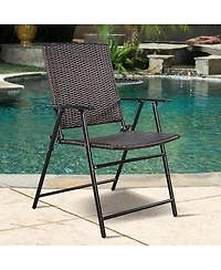 Set of 4 Rattan Folding Chairs
