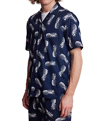 Paisley & Gray Men's Slim Fit Short Sleeve Pineapple Print Button Front Camp Shirt