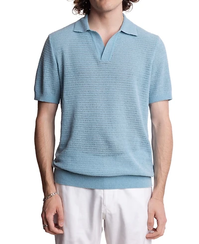 Paisley & Gray Men's Slim Fit Short Sleeve Open Collar Knit Polo Sweater