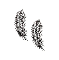 Sohi Women's Oxidised Leaf Drop Earrings