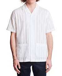 Paisley & Gray Men's Slim Fit Short Sleeve Textured Stripe Button Front Camp Shirt