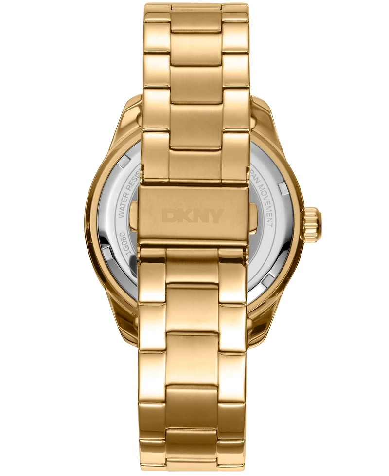 Dkny Men's Crosby Sport Black Gold-Tone Stainless Steel Bracelet Watch, 42mm