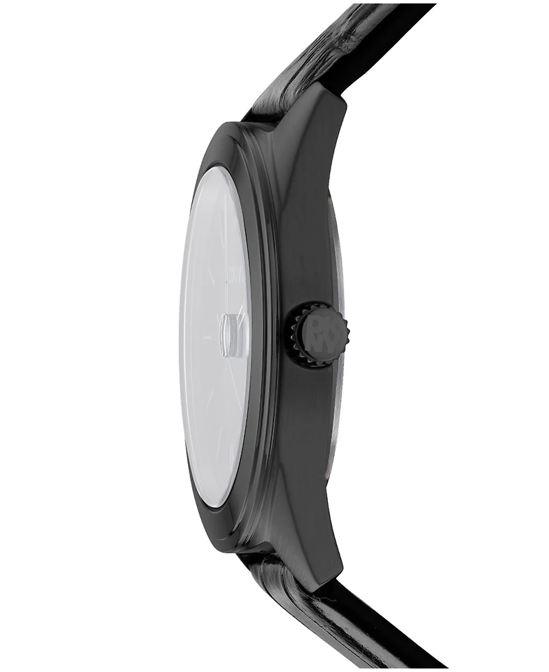 Dkny Men's Modernist Classics Black Leather Strap Watch, 40mm