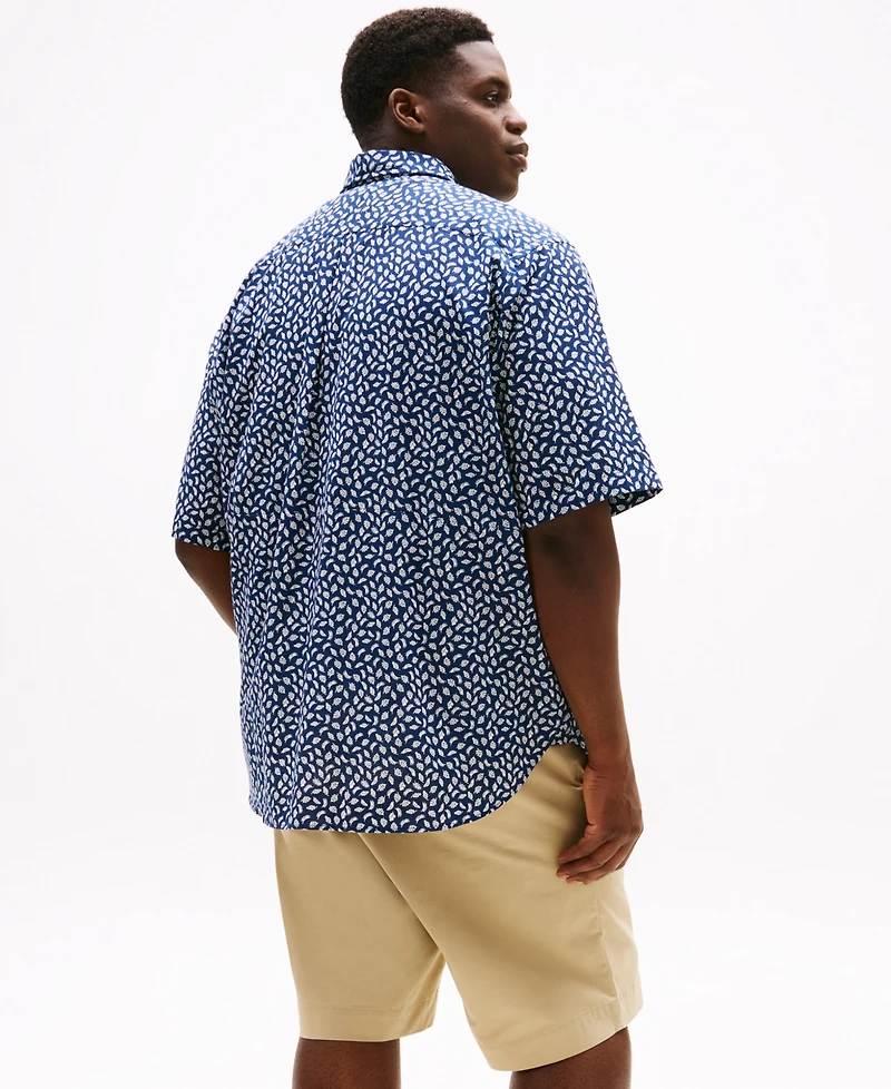 Tommy Hilfiger Men's Big & Tall Leaf-Pattern Linen Shirt