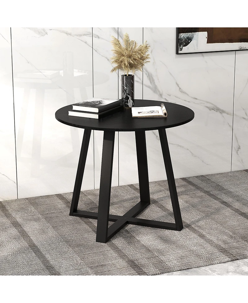Mid-Century Round Dining Table with Pedestal Base for Dining Room