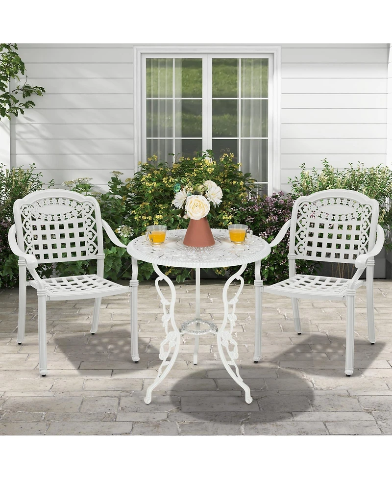 Set of 2 Cast Aluminum Patio Chairs with Armrests