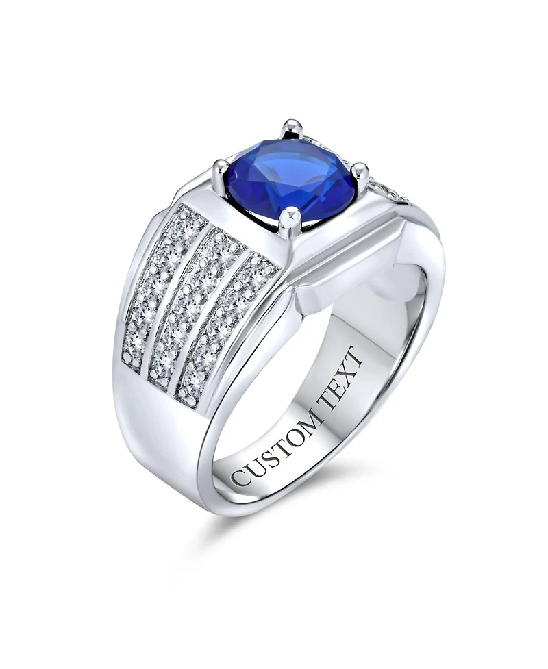 Bling Jewelry 3 Row Pave Cubic Zirconia Wide Side Band 3CTW Cz Solitaire Statement Ring Silver Plated