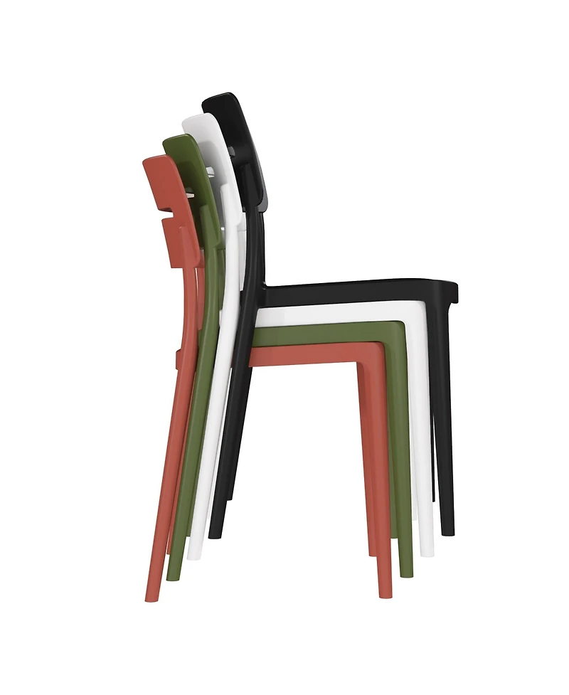 3-Piece Outdoor Resin Patio Bistro Set with Stackable Dining Chairs