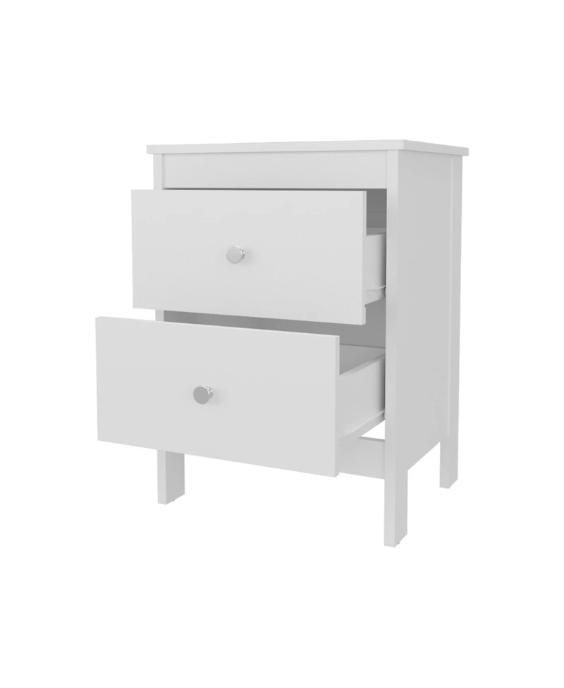 Nogales NightStand with 2 Drawers, Withe