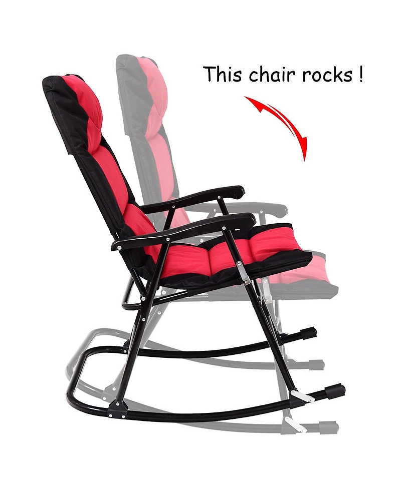 3 Pcs Outdoor Folding Rocking Chair Table Set Bistro Sets Patio Furniture
