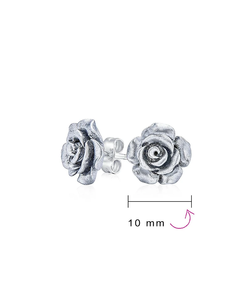 Bling Jewelry Set of 3 Romantic 3D Carved Rose Flower Post Stud Earrings 10MM Lightweight