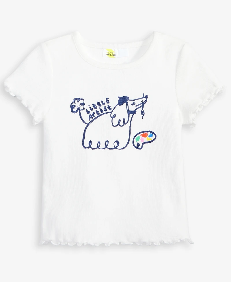 Toddler Girls Artistic Dog Ribbed Tee, Exclusively at Macy's