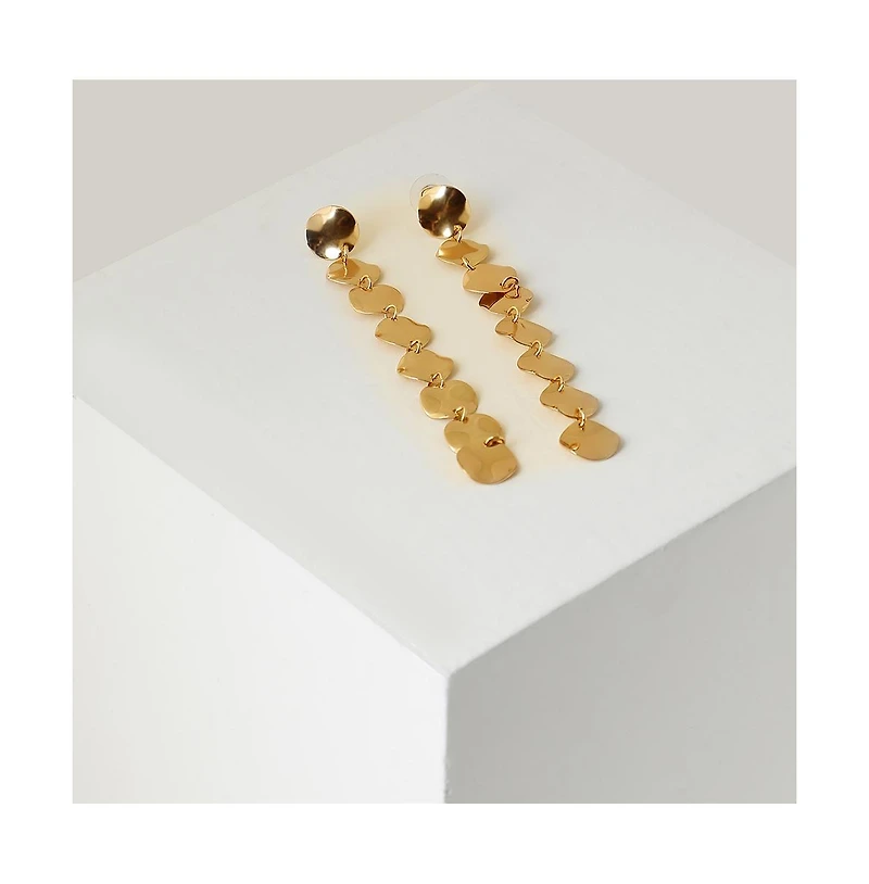 Sohi Women's Gold Plated Designer Dented Drop Earrings