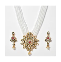 Sohi Women's Gold Plated Kundan Beaded Jewellery Set