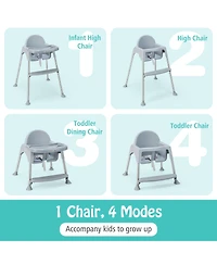 Costway Toddler 4-in-1 Convertible High Chair Feeding with Removable Double Tray& Footrest