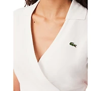 Lacoste Usa Women's Collared Short-Sleeve Wrap Top