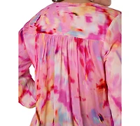 Liverpool Los Angeles Plus Printed Long-Sleeve Blouse