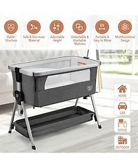Costway Baby Bed Side Crib Portable Adjustable Travel Sleeper Bassinet