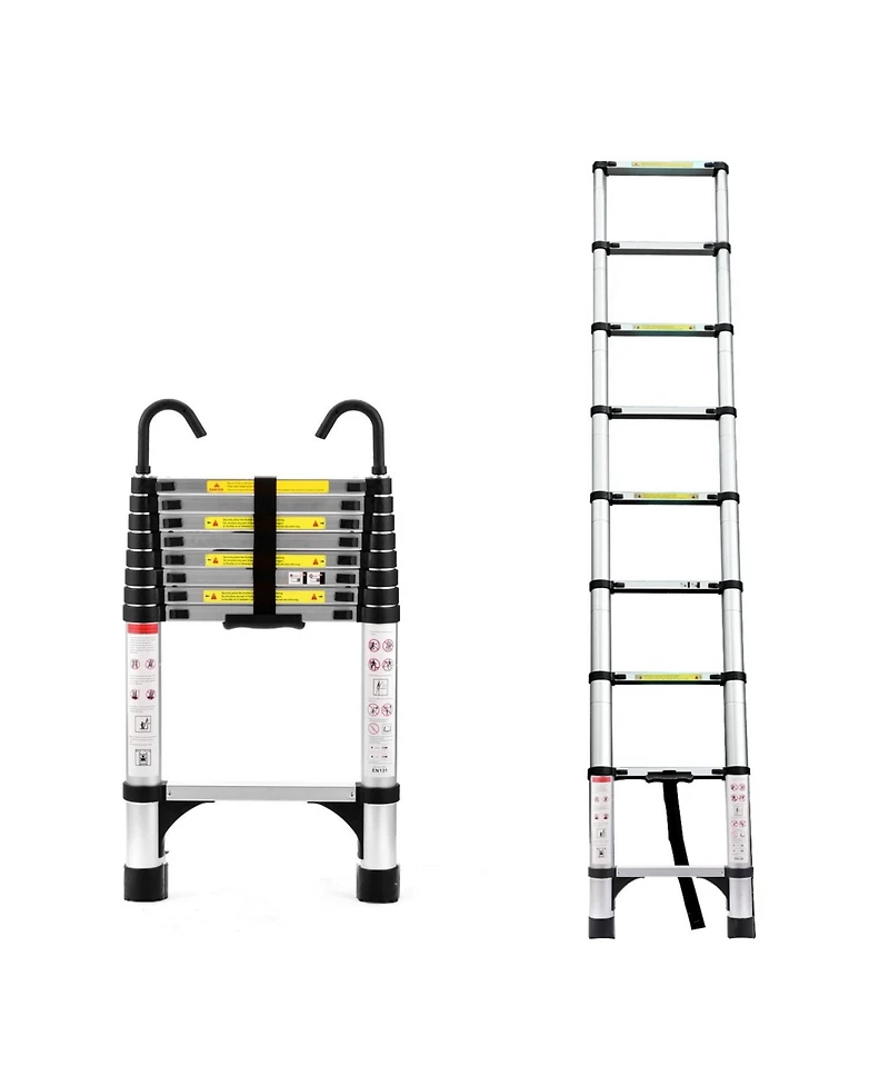8.5 ft. Reach Aluminum Alloy Multi-Purpose Folding Telescopic Ladder Step Stool Ladder