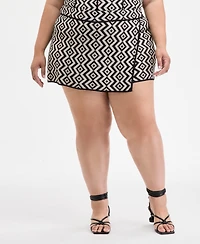 Nina Parker Trendy Plus Geo-Knit Skort