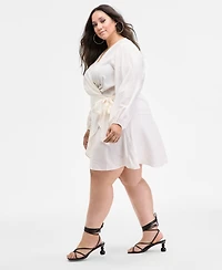 Nina Parker Trendy Plus Crinkle Wrap Dress