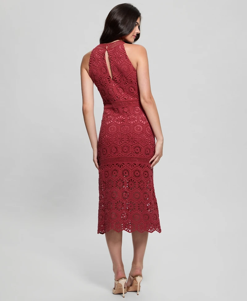 Guess Women's Nicki Crocheted Sleeveless Midi Dress
