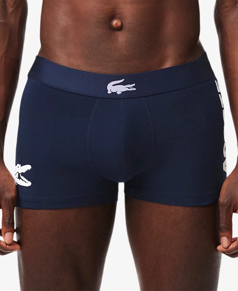 Lacoste Men's 3-Pack Regular-Fit Big Croc Logo Trunk Underwear