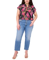 Vince Camuto Plus Printed Short-Sleeve Blouse