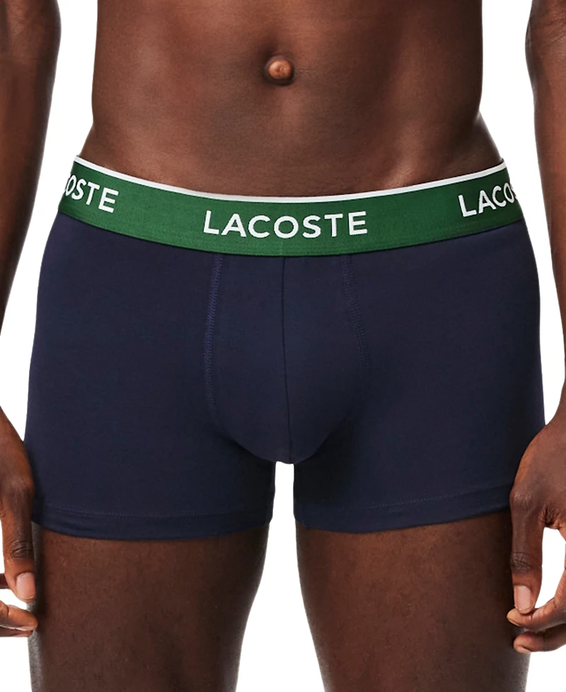 Lacoste Men's 3-Pack Regular-Fit Logo Waistband Trunk Underwear