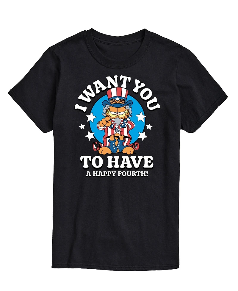 Airwaves Men's Garfield Want You to Have a Happy Fourth Short Sleeve T-Shirt
