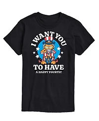 Airwaves Men's Garfield Want You to Have a Happy Fourth Short Sleeve T-Shirt