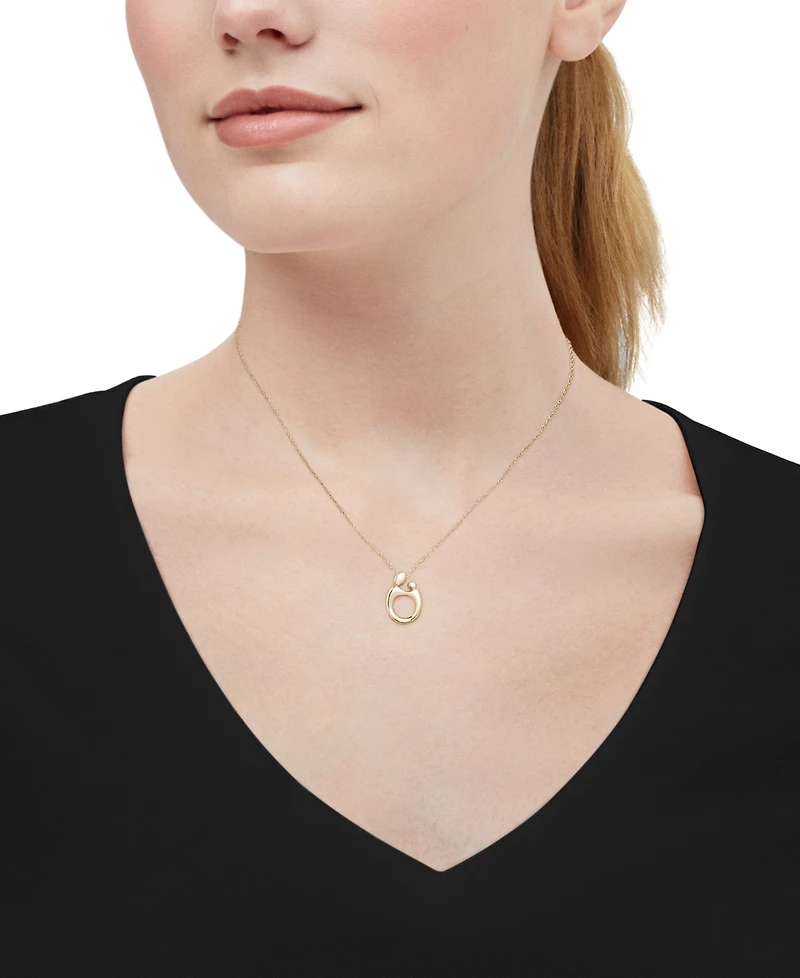 Polished Mother & Child Pendant 18" Necklace in 10k Gold