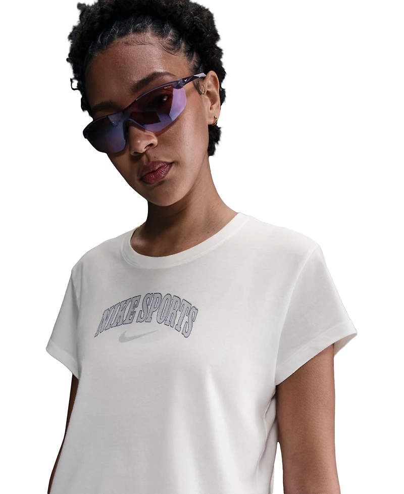 Nike Sportswear Women's Cotton Embroidered-Logo T-Shirt