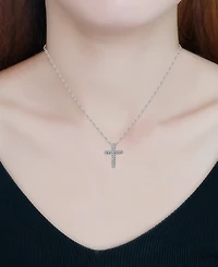 Giani Bernini Cubic Zirconia Cross Pendant Necklace, 16" + 2" extender, Exclusively at Macy's