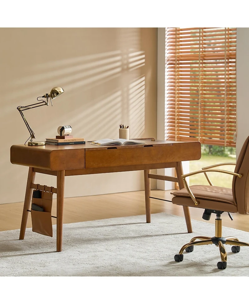 Mid-century Modern Morris 60" Desk with Height Adjustable Desktop and Cable Management