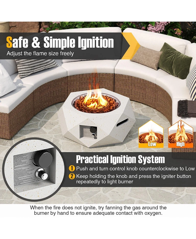 40000 Btu Hexagon Terrazzo Propane Fire Pit Table with Stainless Steel Burner