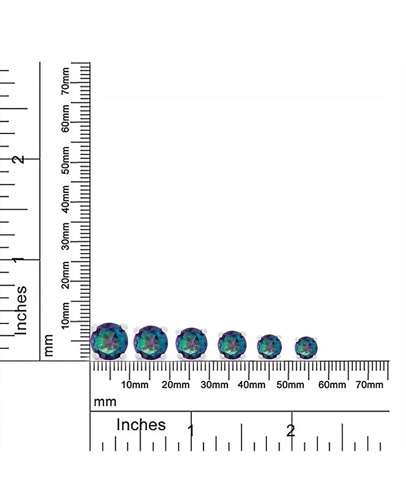 Bling Jewelry Set of 2 Round & Square Mystic Rainbow Cz Stud Earrings Sterling Silver