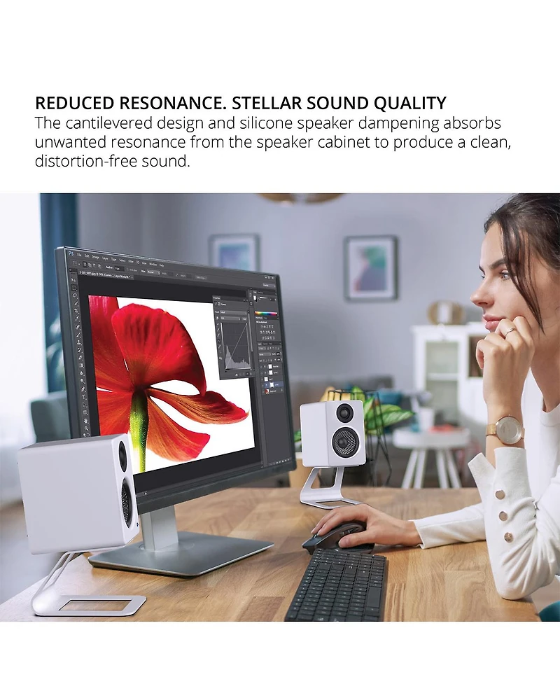 Kanto SE2 Elevated Desktop Speaker Stands for Small Speakers - Pair
