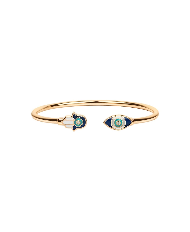 Positive Light Enamel Hamsa Evil Eye Cuff