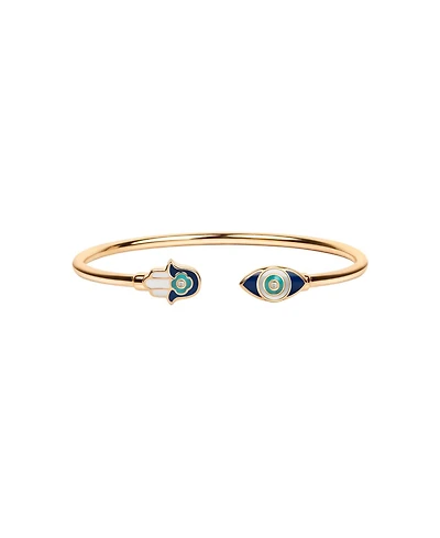 Positive Light Enamel Hamsa Evil Eye Cuff