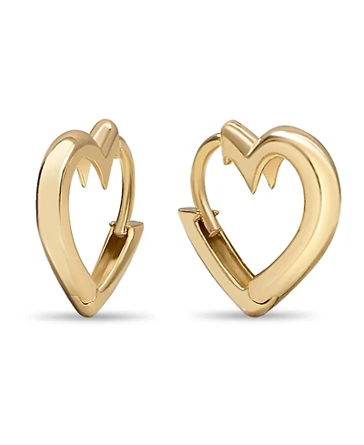 Devata Heart Hoop Earrings in 14K Gold, approx. 2.0 grams.