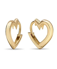 Devata Heart Hoop Earrings in 14K Gold, approx. 2.0 grams.