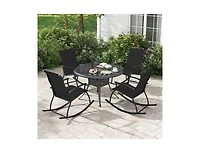 2 Pieces Outdoor Rocking Chairs with Breathable Backrest