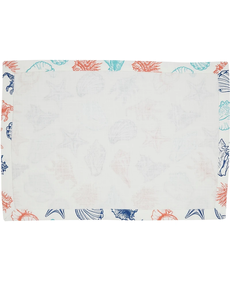 Saro Lifestyle Ocean Breeze Sea Shells Cotton Placemats, 14" x 20"