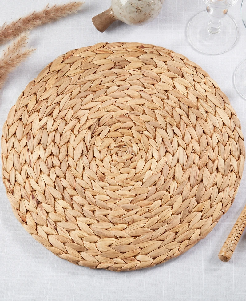 Saro Lifestyle Handwoven Water Hyacinth Placemats, 15" Round