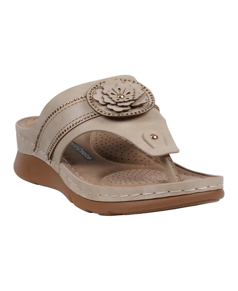 Gc Shoes Women's Vickie Flower Thong Flat Sandals