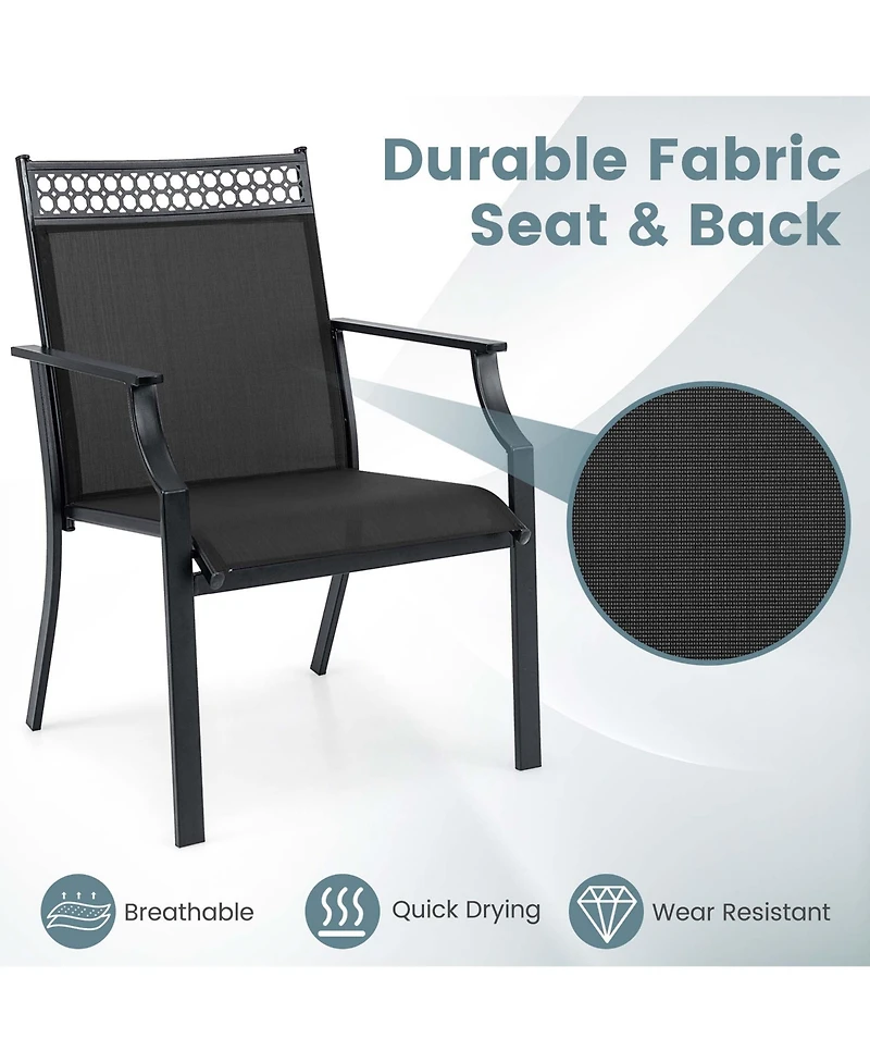 Patio Chairs Set of 2 with All Weather Breathable Fabric High Backrest