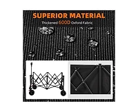 260L Collapsible Foldable Wagon with 440lbs Weight Capacity, Folding Utility Garden Cart with Table Top, Cup Pockets, and Brakes, Utility Grocery Wago